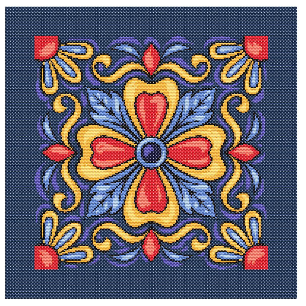 Moroccan Tile Embroidery Design | Floral Mandala Machine Embroidery (5", 10") + Cross Stitch - Image 5