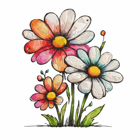 Whimsical Chamomile Flower Embroidery Design: Spring Daisy Floral Art (Digital File)