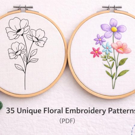 35 Unique Floral Embroidery Patterns | Hand Embroidery PDF Bundle (Instant Download)