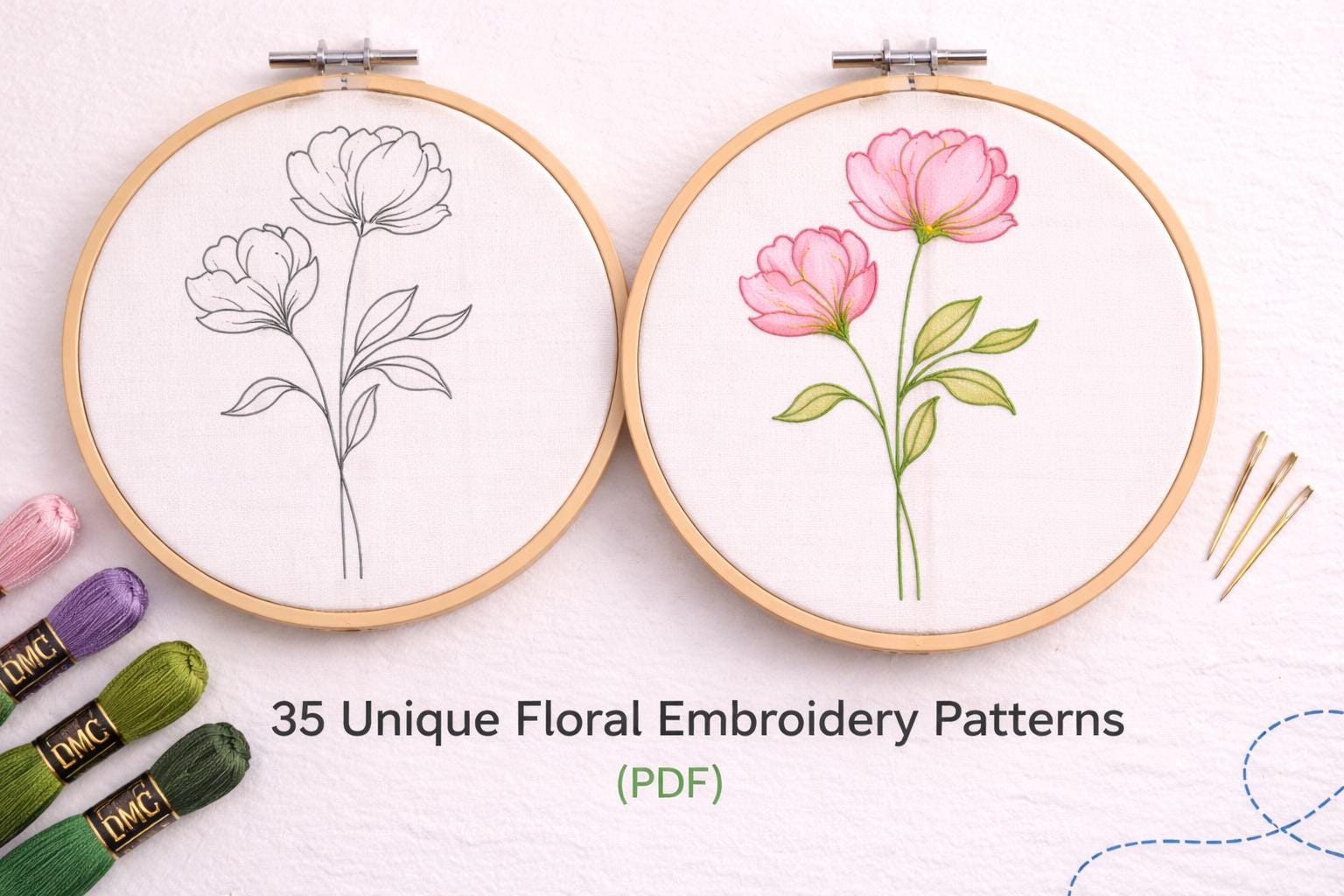 35 Unique Floral Embroidery Patterns | Hand Embroidery PDF Bundle (Instant Download) - Image 3