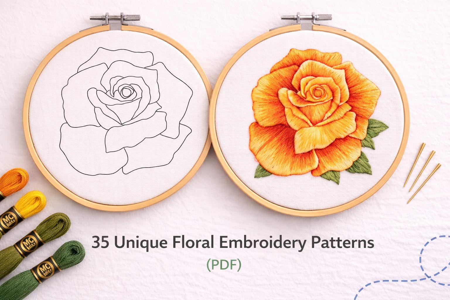 35 Unique Floral Embroidery Patterns | Hand Embroidery PDF Bundle (Instant Download) - Image 6