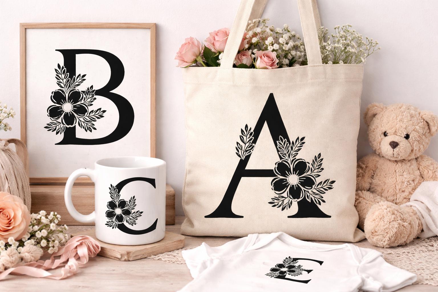 Floral Alphabet Hand Embroidery Pattern set | Monogram A-Z Letters (Digital Download) - Image 7