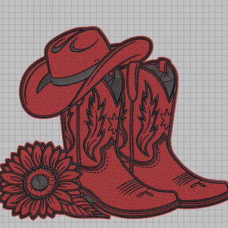 Cowboy Boots Embroidery Design Western Hat Sunflower Machine Embroidery 6 Sizes Rodeo Digital Download