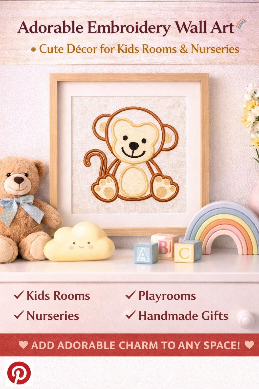 Baby Monkey Appliqué Embroidery Design: Kid-Friendly, 3 Sizes | Machine Files (Digital Download) - Image 5
