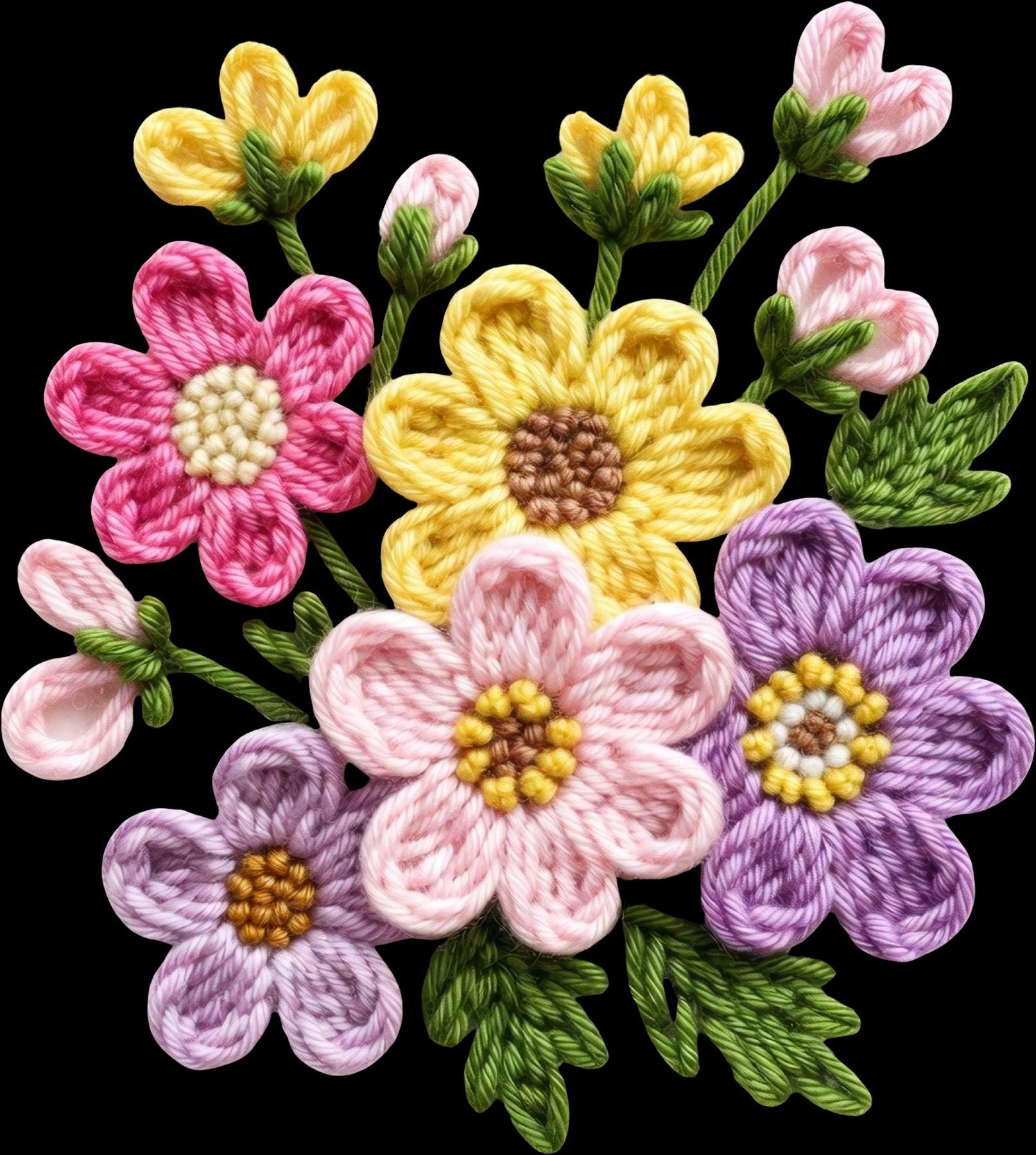 Faux Yarn Easter Clipart Bundle | Easter Bunnies, Eggs, Spring Designs (127 PNG Sublimation Elements) - Image 8