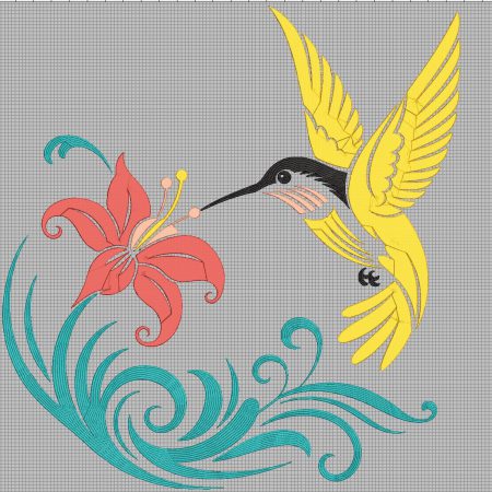 Hummingbird Floral Embroidery Design: Tropical Bird & Flower Machine File (5 Sizes) | digital Download