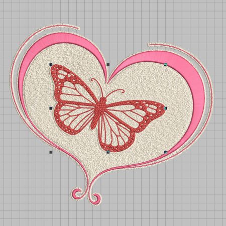 Romantic Butterfly Heart Embroidery machine files Design (Digital Download) – 4 Sizes - Digital download