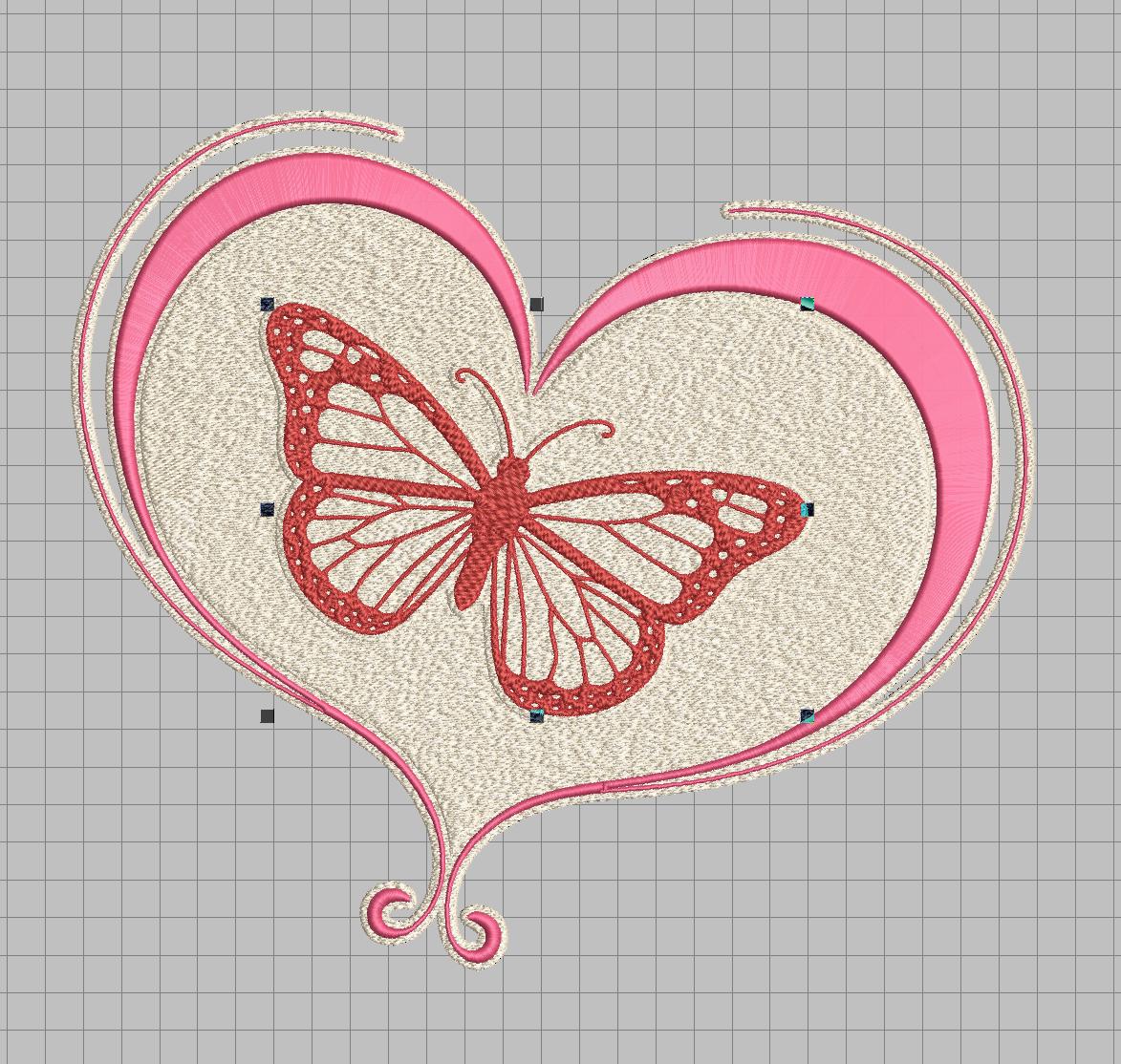 Romantic Butterfly Heart Embroidery machine files Design (Digital Download) – 4 Sizes - Digital download