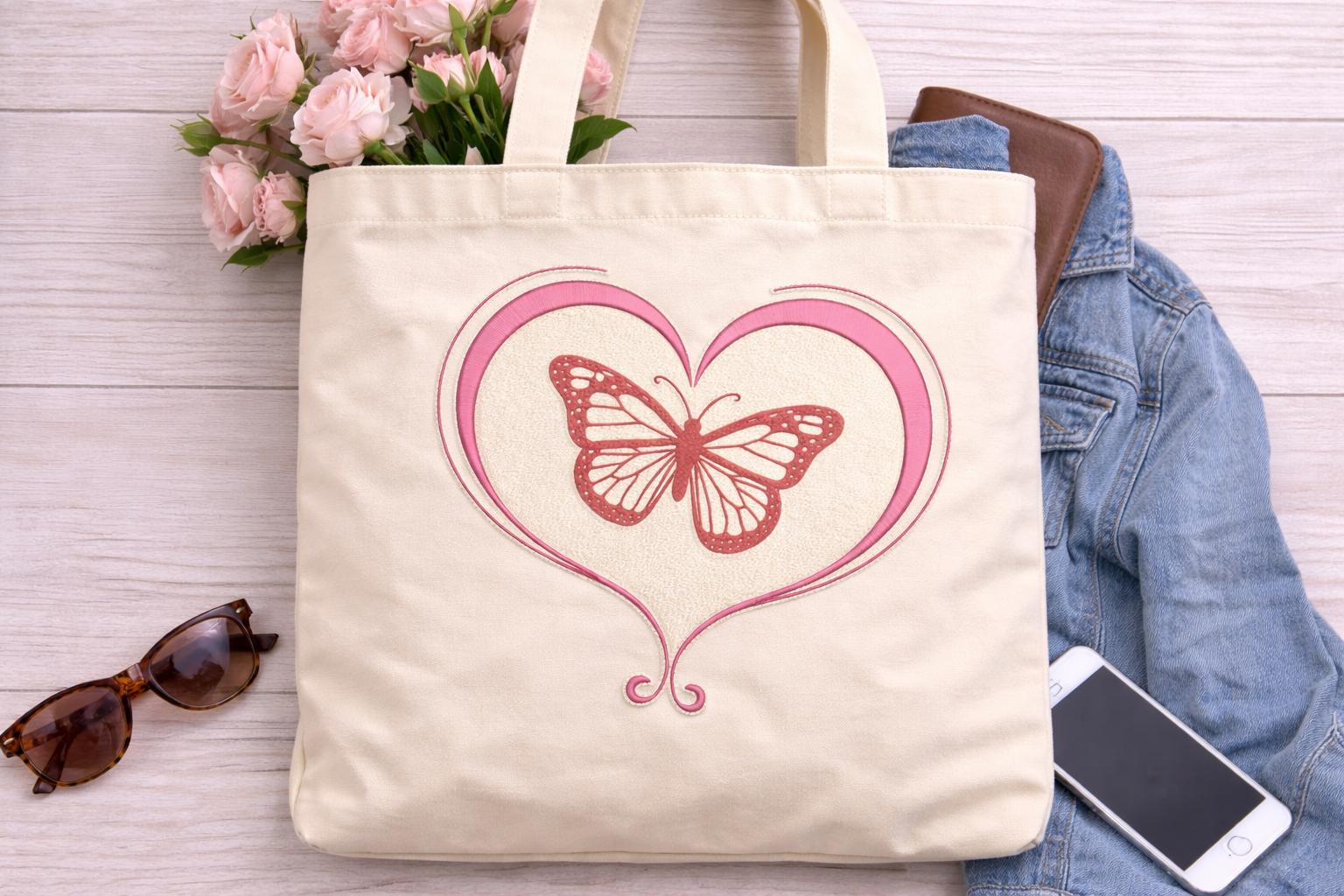 Romantic Butterfly Heart Embroidery machine files Design (Digital Download) – 4 Sizes - Digital download - Image 4