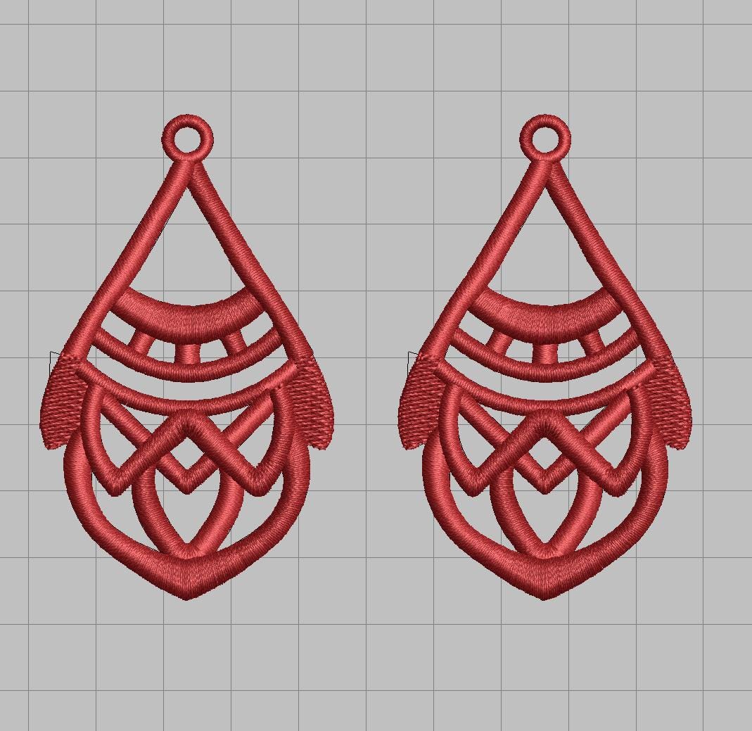 FSL Earrings Embroidery Design: Geometric Lace Jewelry | Single color | Machine files (Digital Download) - Image 5