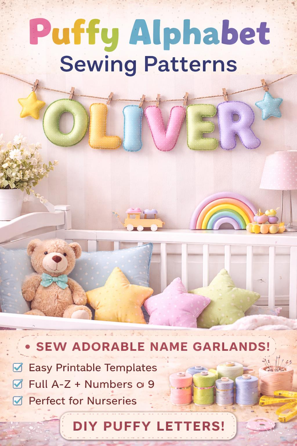 Puffy Rounded complete Alphabet Sewing Pattern Bundle | A-Z 0-9 Pdf(Digital Download) - Image 10