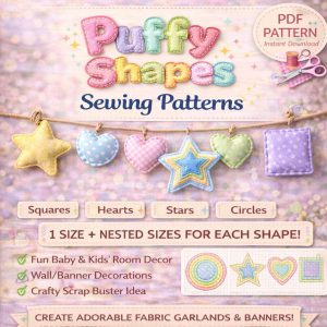 Puffy Shapes Sewing Patterns Bundle: Hearts, Stars, Circles , Flowers , Arrows  (PDF Download)