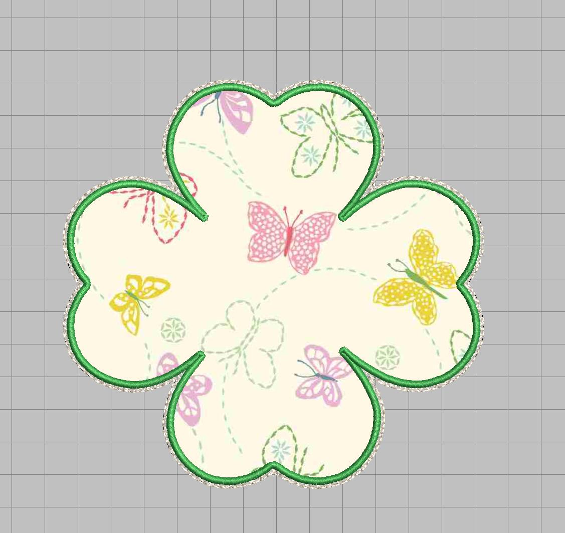 6 Petal Flower Applique Embroidery Design | Multi Size Machine Files | Fabric Fill (Digital Download)