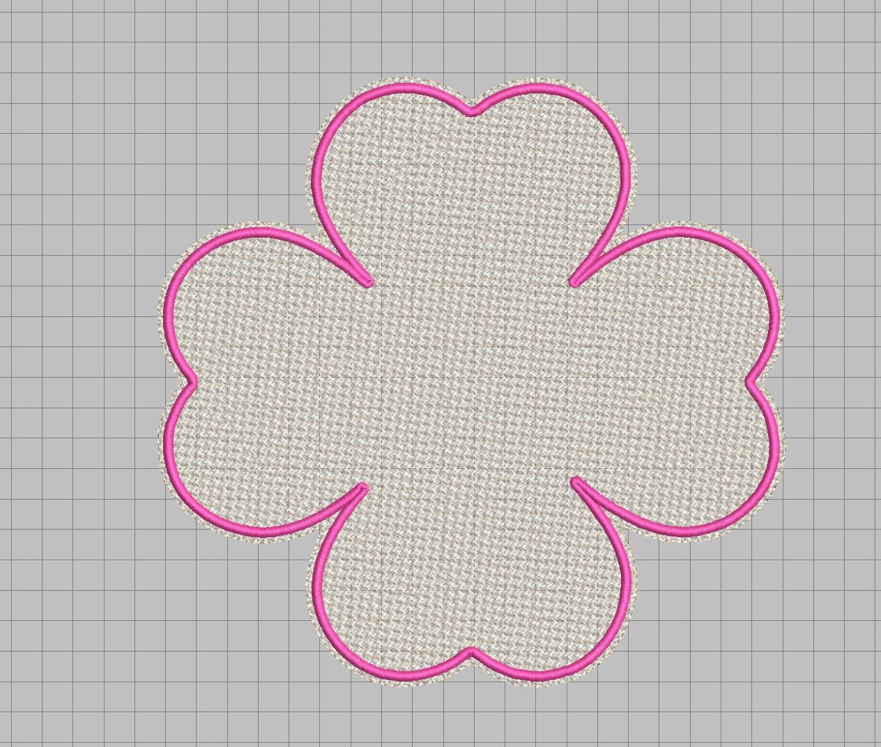 6 Petal Flower Applique Embroidery Design | Multi Size Machine Files | Fabric Fill (Digital Download) - Image 5