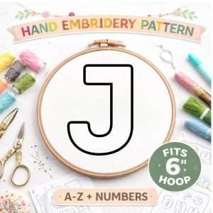 Puffy Letter Hand Embroidery Pattern, Alphabet Garland, Nursery Decor | 6" (15Cm) Hoop (PDF Download)