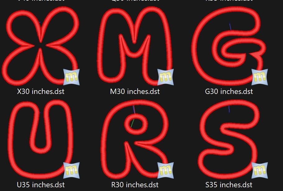 Bubblegum Stitch Applique Embroidery Font A-Z Alphabet | Machine files (Digital Download) - Image 4