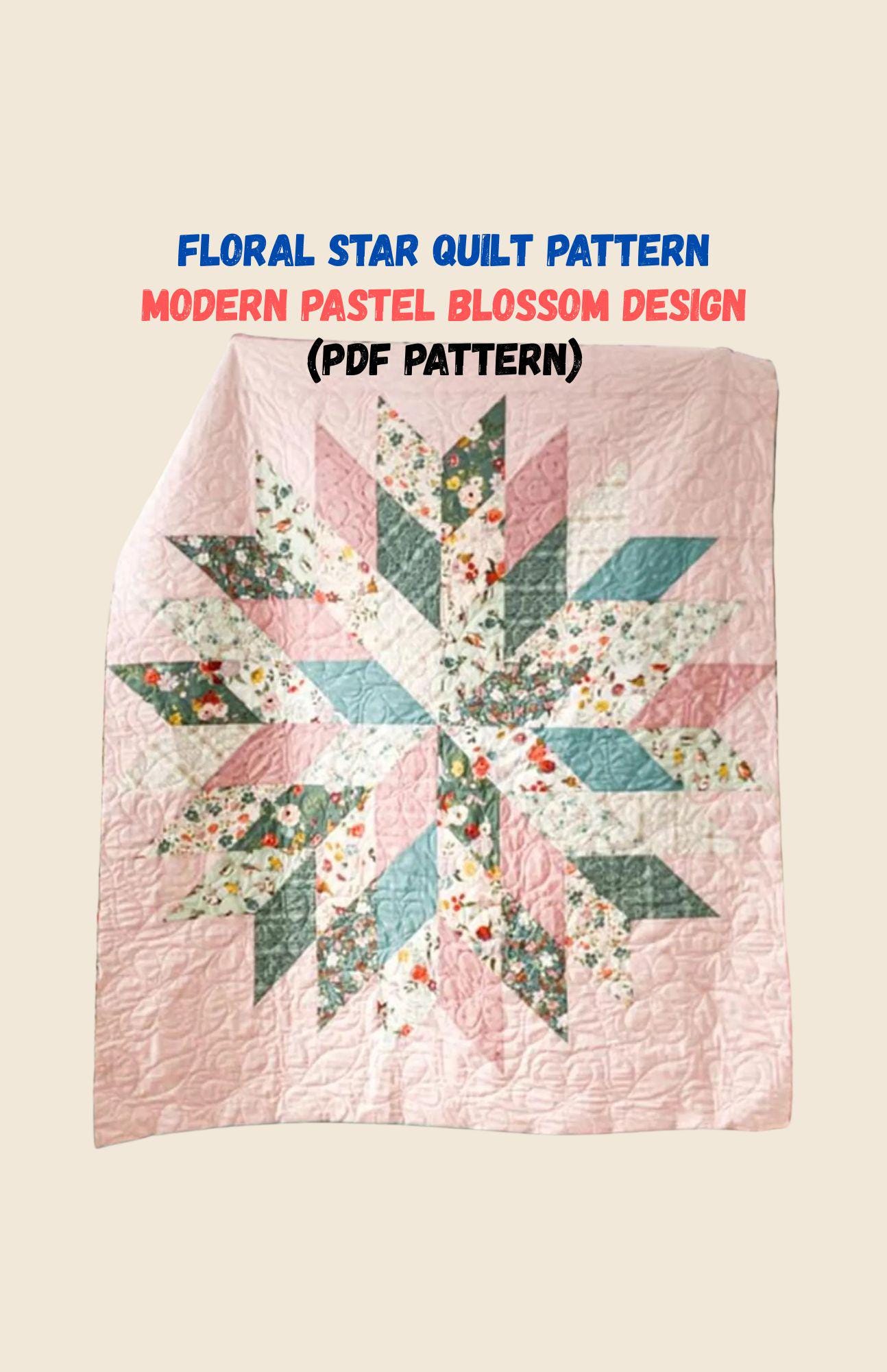 Floral Star Quilt Pattern – Modern Frost Quilt Design - Winter Quilting , Step-by-Step Sewing (Digital Download) - Image 3