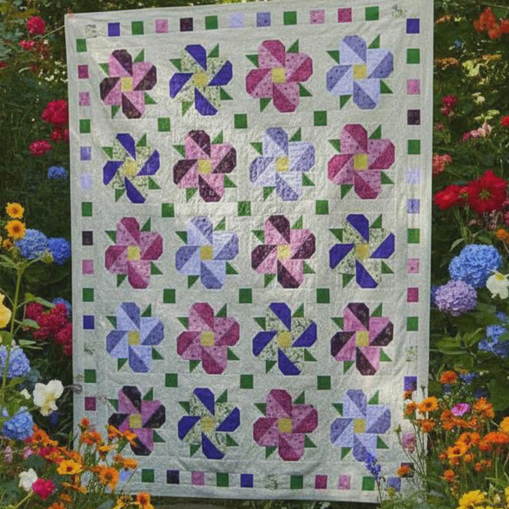 Whirling Blooms Quilt Pattern, Floral Pinwheel Baby Lap Quilt, Beginner Friendly (PDF Download) - Image 5