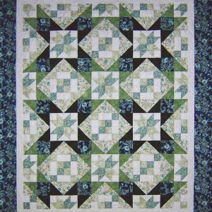 Emerald Starshine Quilt Pattern, Patchwork Design, Lap Queen Sizes (Digital Download)
