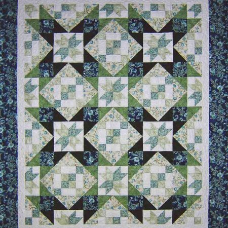 Emerald Starshine Quilt Pattern, Patchwork Design, Lap Queen Sizes (Digital Download)