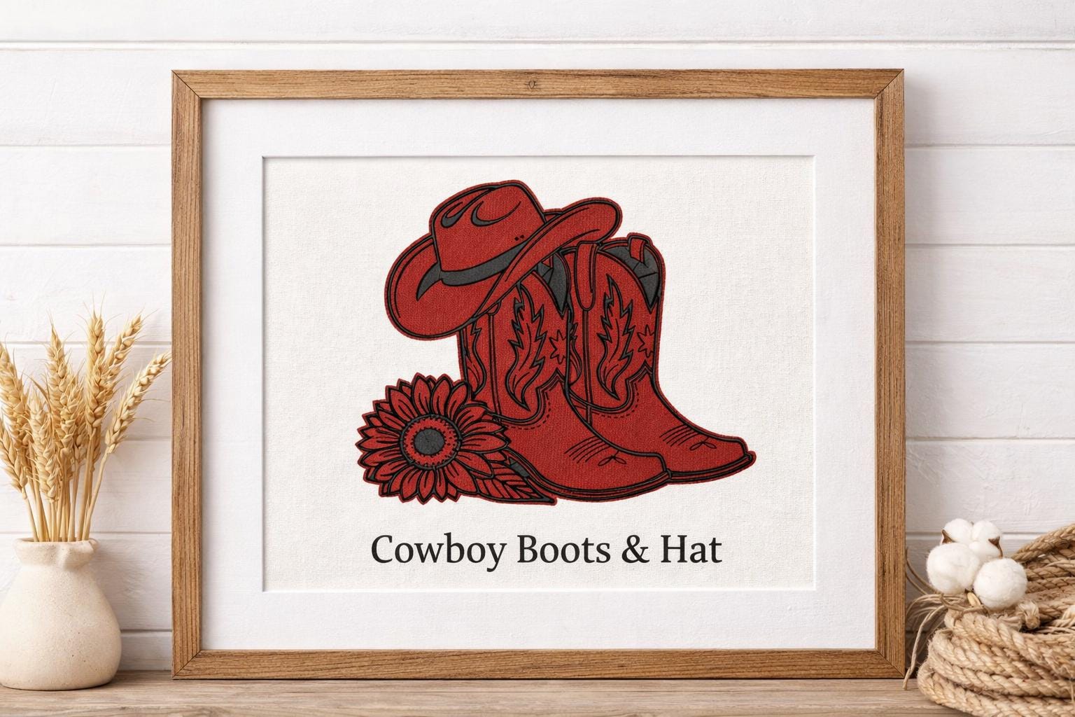 Cowboy Boots Embroidery Design Western Hat Sunflower Machine Embroidery 6 Sizes Rodeo Digital Download - Image 4