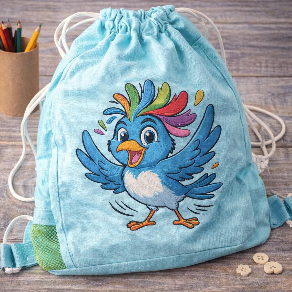 Cartoon Rainbow Bird Embroidery Design: Kids, Nursery Decor (Digital Download) - Image 3
