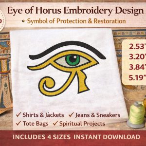 Eye of Horus Embroidery Design: Ancient Egyptian Boho Symbol | Machine files (Digital Download)