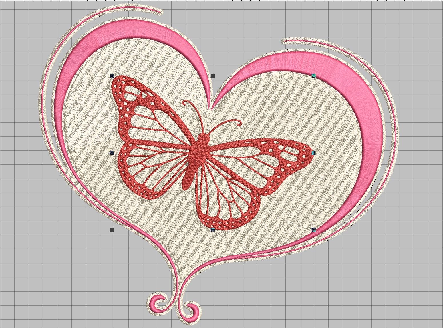 Romantic Butterfly Heart Embroidery machine files Design (Digital Download) – 4 Sizes - Digital download - Image 7
