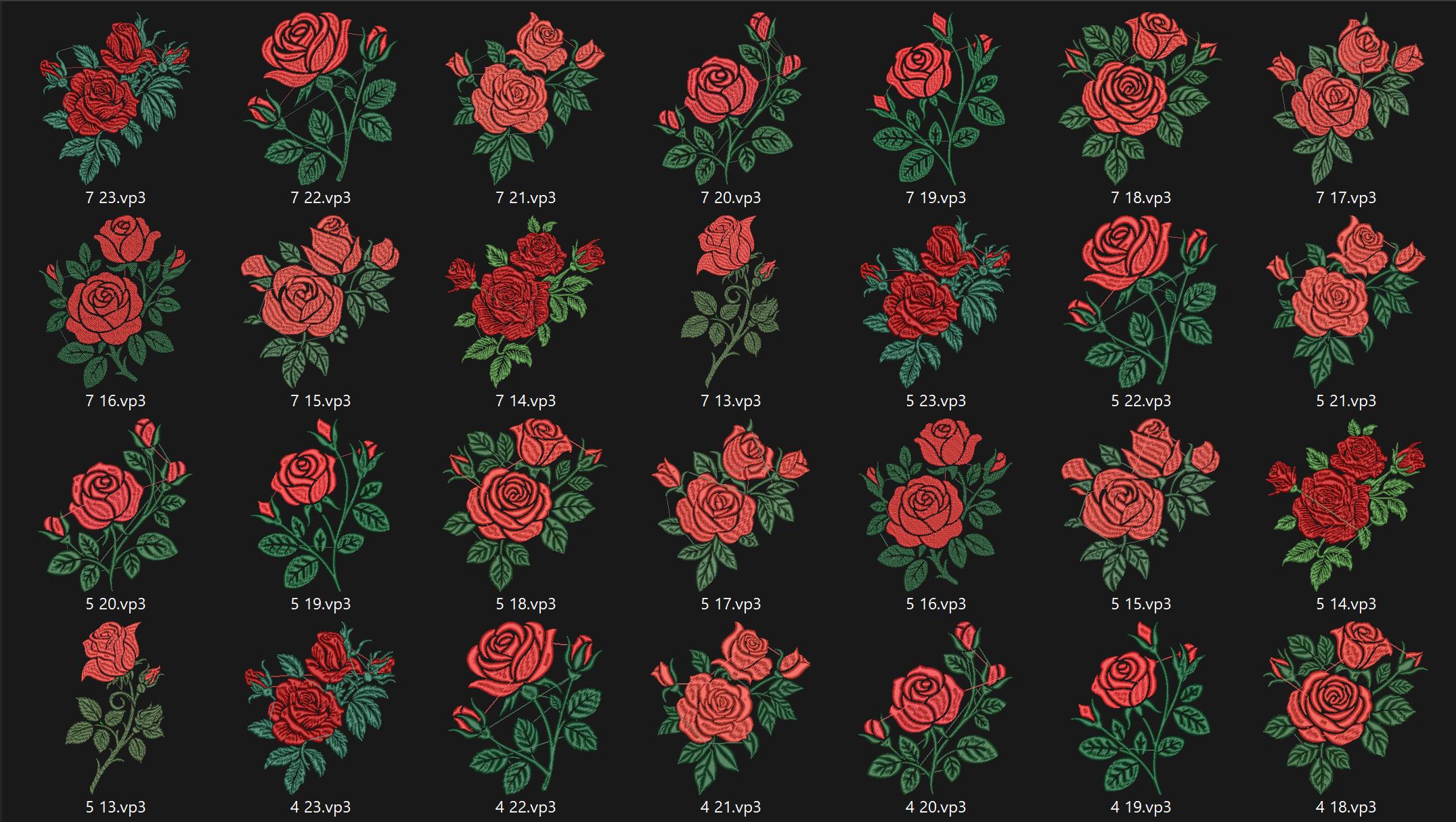 11 Romantic Red Rose Embroidery Designs Bundle, Floral Machine Files (Digital Download) - Image 2