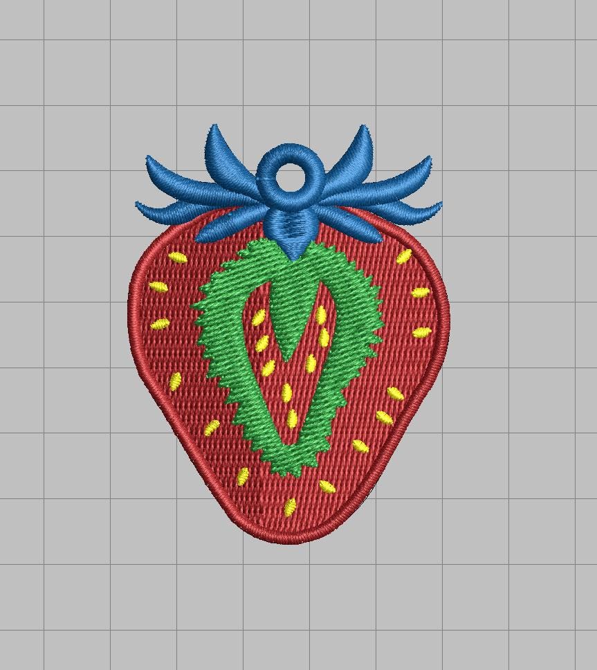 Strawberry Earrings Embroidery Design: Summer Fruit Jewelry | FSl Machine File (Digital Download) - Image 2