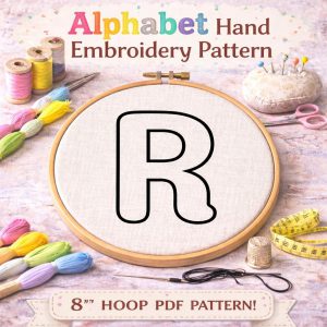 Rounded Alphabet Hand Embroidery Pattern: A-Z, 0-9 | 8" hoop and resizable (PDF Pattern)