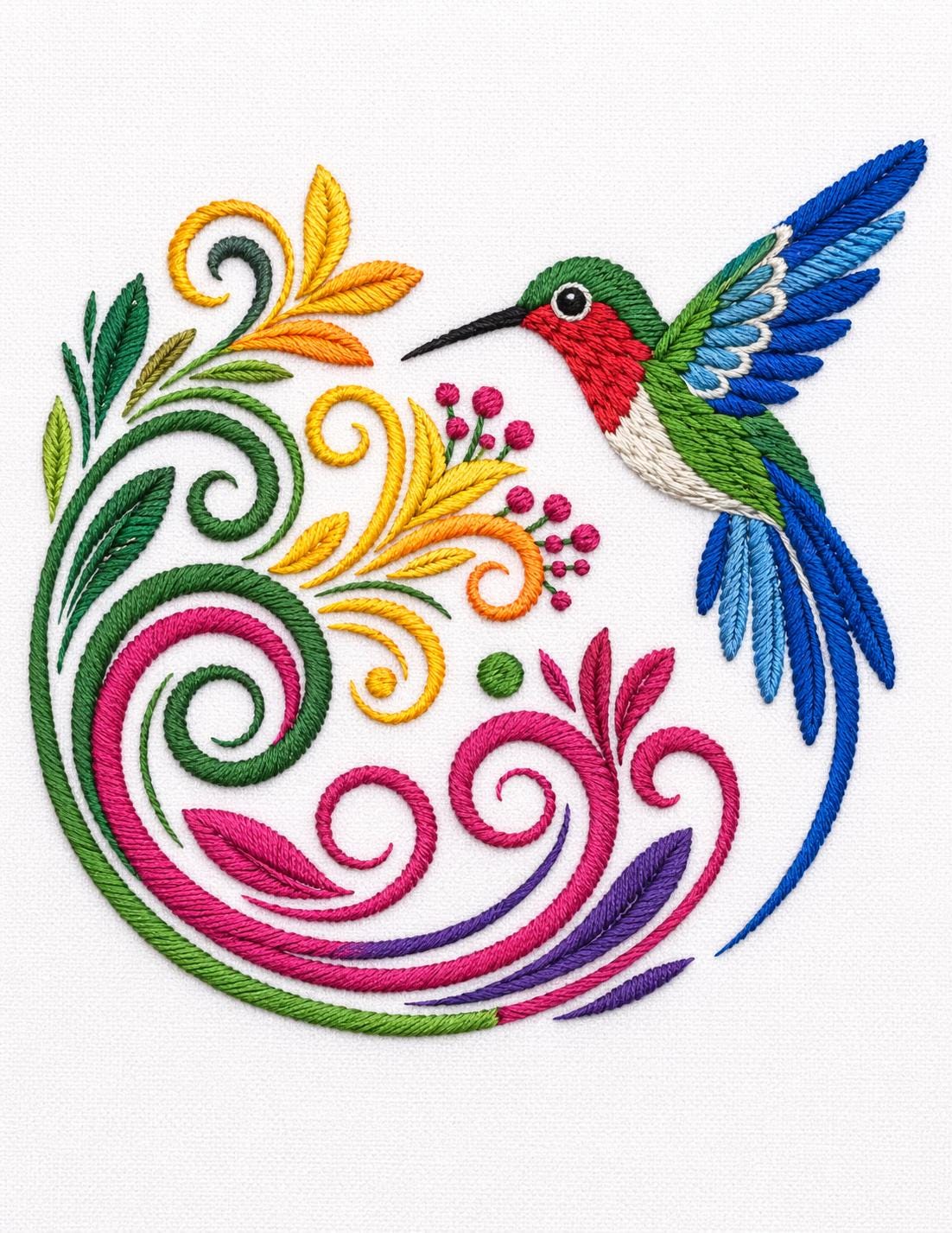 Floral Hummingbird Embroidery Pattern Bundle – 3 Beginner Designs | Color Guide & Stitch Tutorial (Digital Download) - Image 4