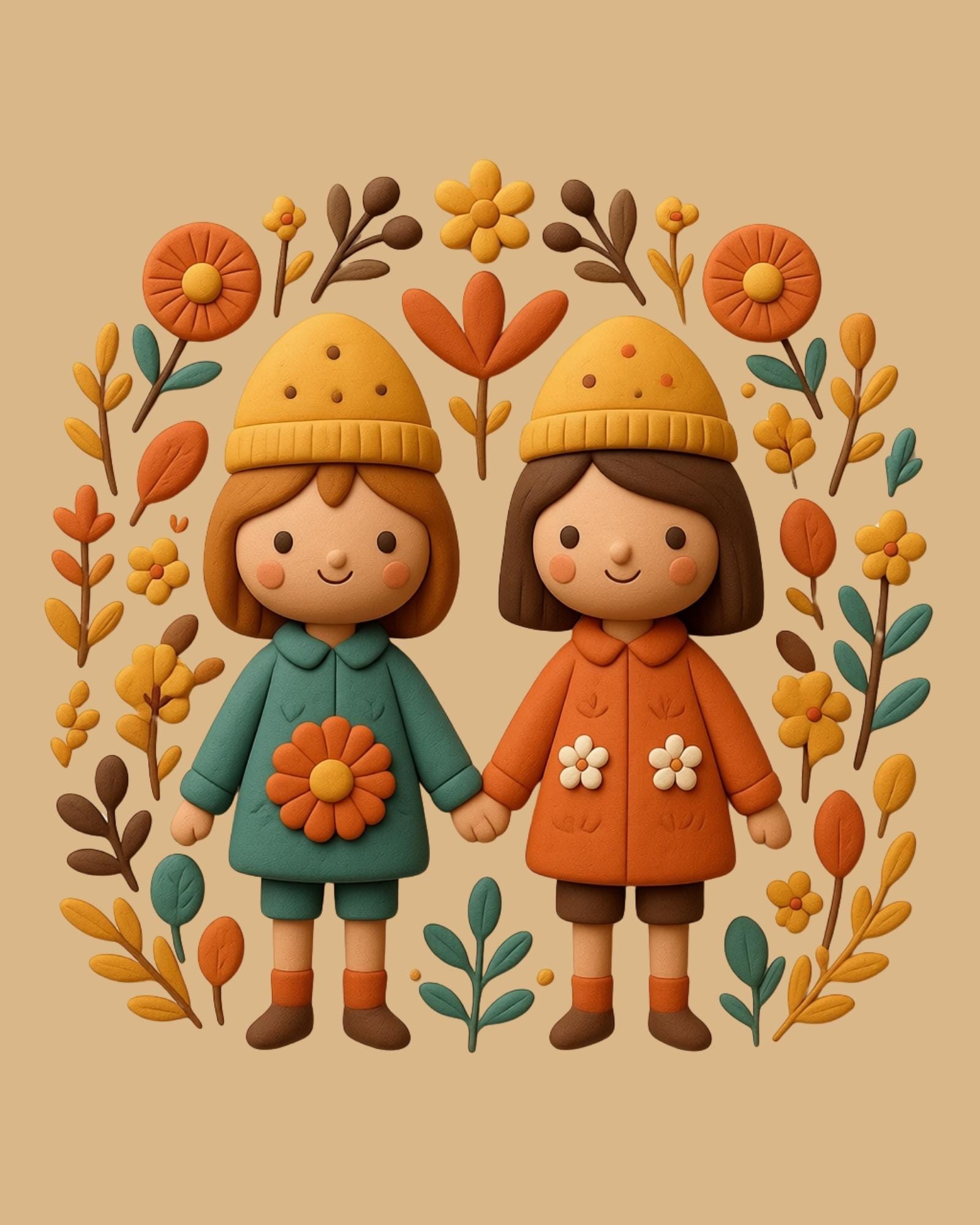Scandinavian Folk Art Kids Print, 3D Clay Style Nursery Wall Art Decor (Digital Download) - Image 3