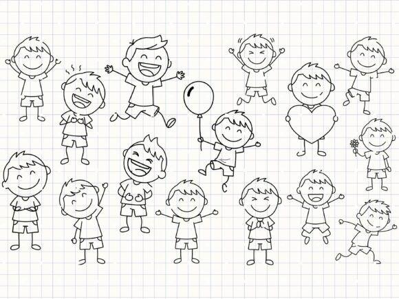 15 Happy Boy Stick & Stitch Embroidery Patterns – Beginner Line Art Transfer (Digital Download) - Image 6
