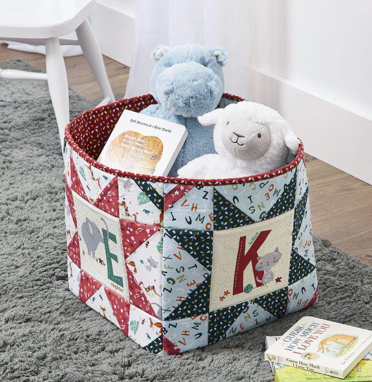 Patchwork Toy Storage Basket Quilt Sewing Pattern | Nursery Organizer | Kids Room (PDF Download) - Image 4