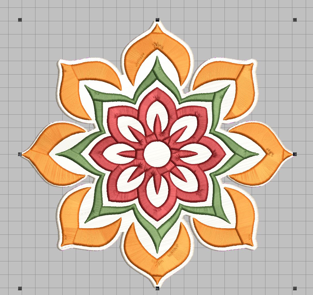 Mandala Floral Embroidery Patch Design, Applique Iron On Style (Digital Download)
