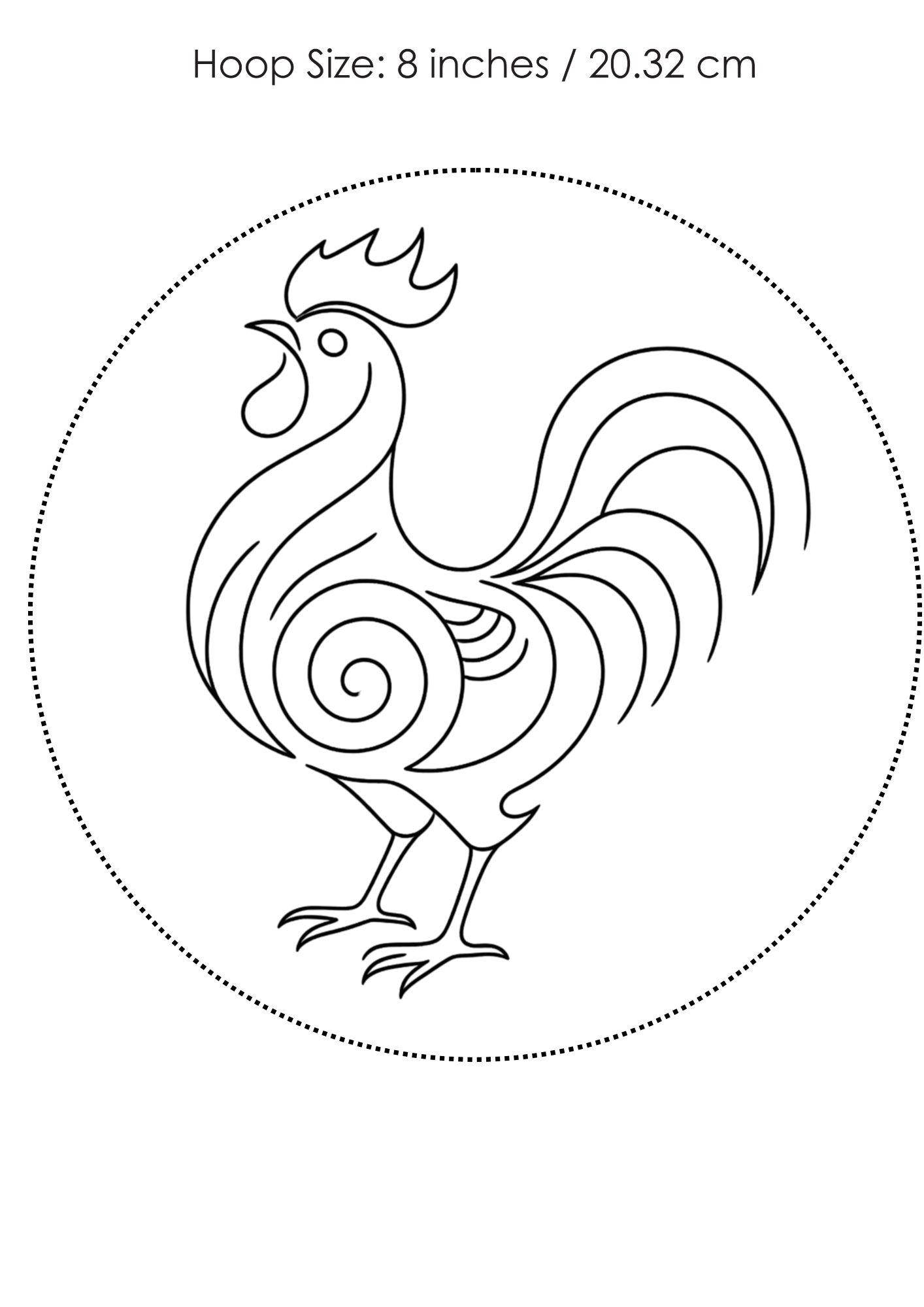 Rooster Stick and Stitch Hand Embroidery Pattern Bundle, 7 Chicken Designs (PDF Download) - Image 3