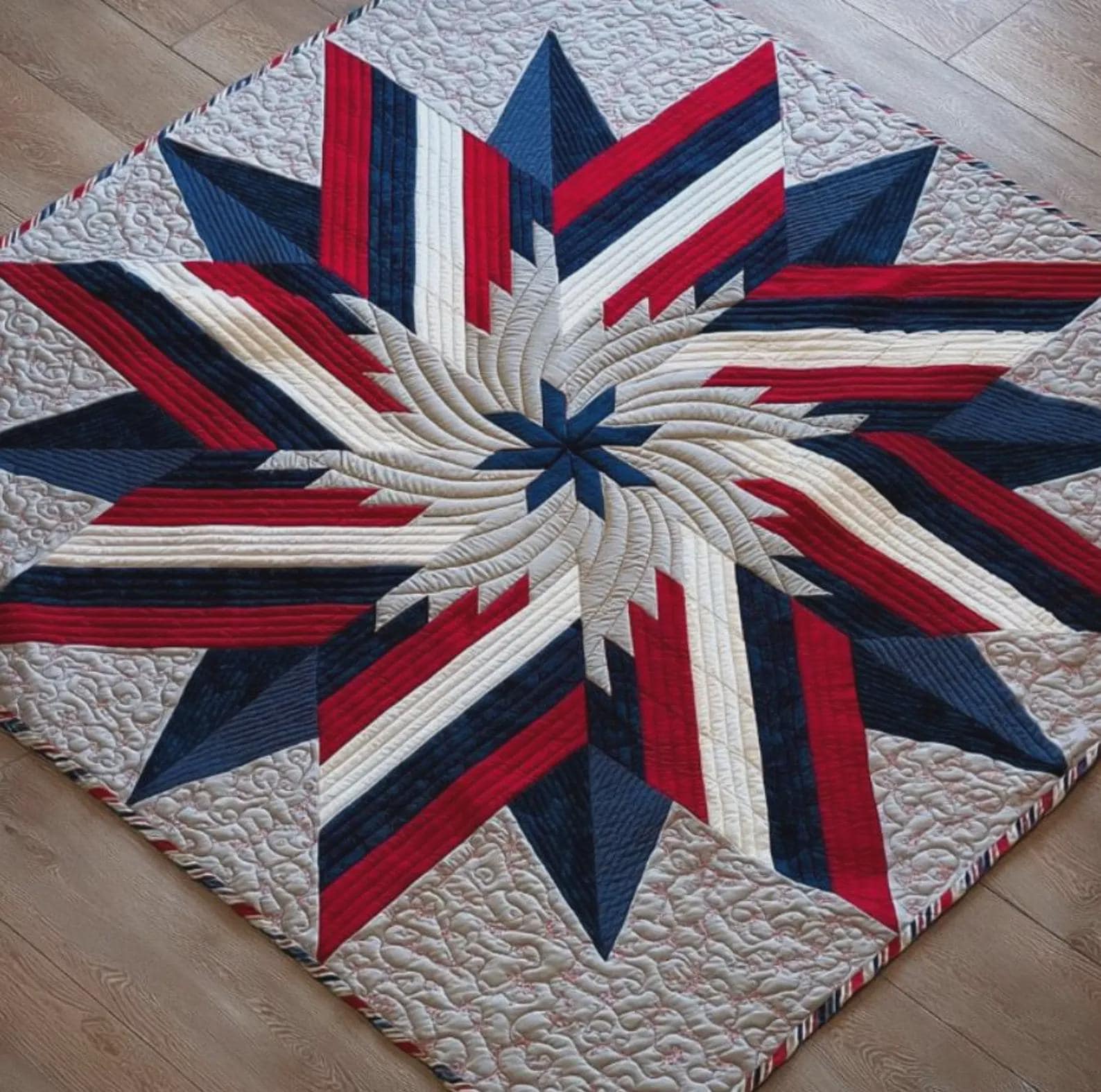 Ironbound Compass Quilt Pattern – Liberation Day - Patriotic Red White Blue Star Quilt PDF - Image 5