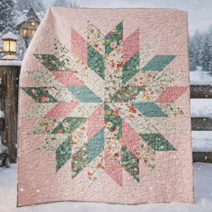 Floral Star Quilt Pattern – Modern Frost Quilt Design - Winter Quilting , Step-by-Step Sewing (Digital Download)