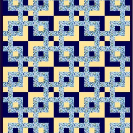 Golden Crossroads Quilt Pattern, Beginner Patchwork Throw (PDF Download)