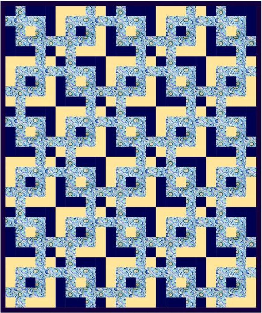 Golden Crossroads Quilt Pattern, Beginner Patchwork Throw (PDF Download)