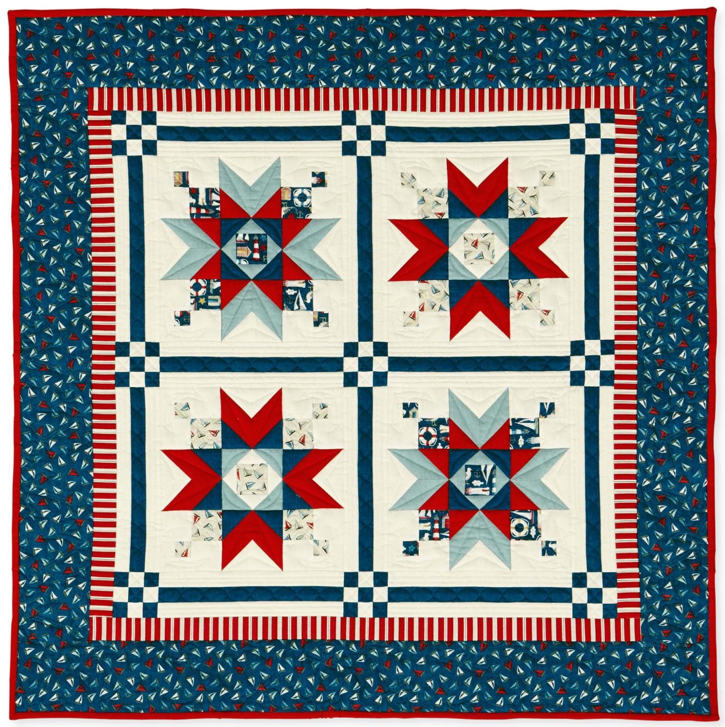 Liberty Harbor Stars Quilt Pattern, Patriotic Coastal Americana Wall Hanging , Nautical Design (PDF Download) - Image 5