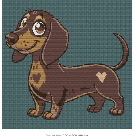 Dachshund Dog Cross Stitch Pattern PDF, Modern Sausage Dog Embroidery Chart (Digital Download)