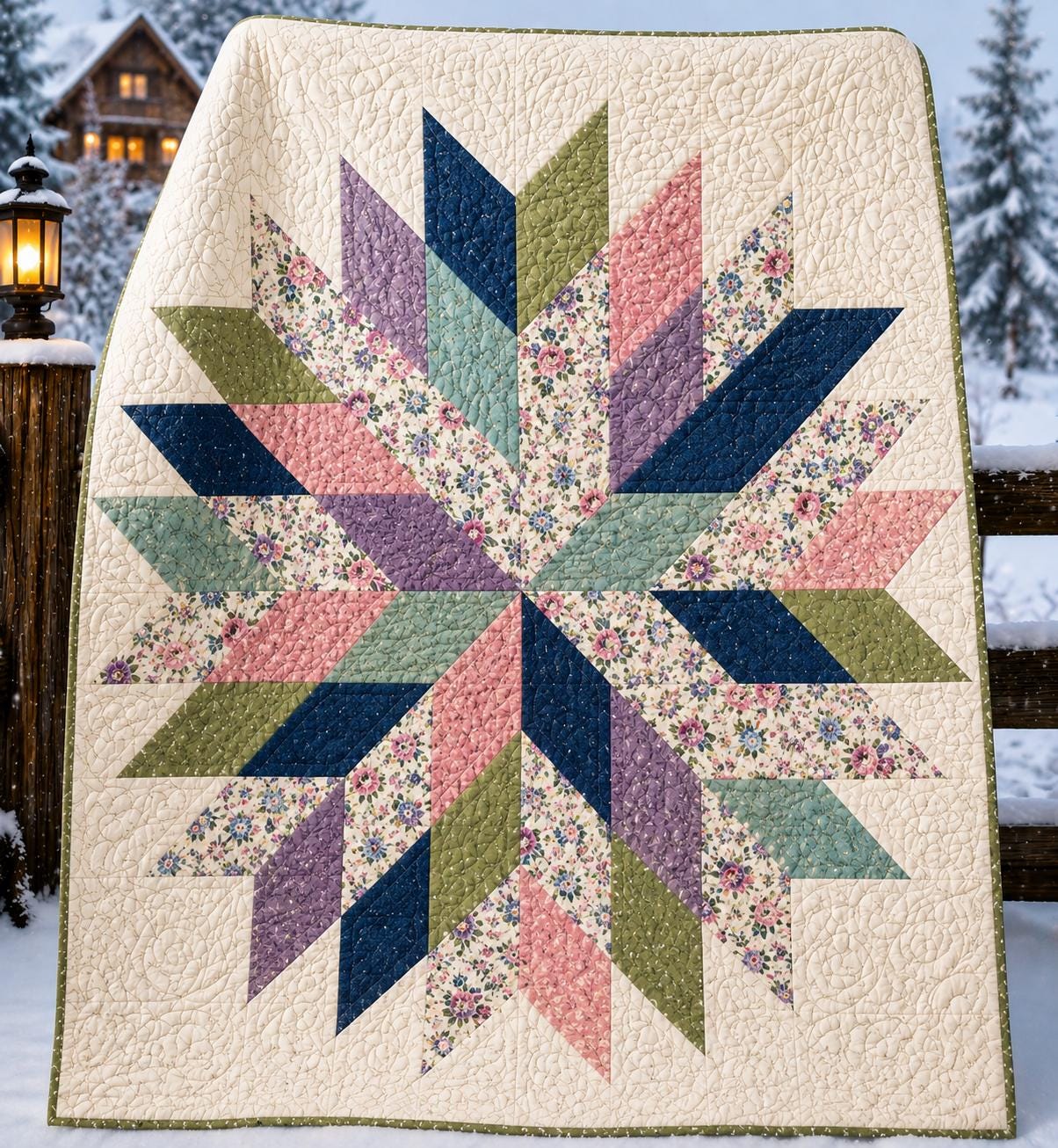 Floral Star Quilt Pattern – Modern Pastel Blossom Design - 3 sizes (PDF Pattern) - Image 4