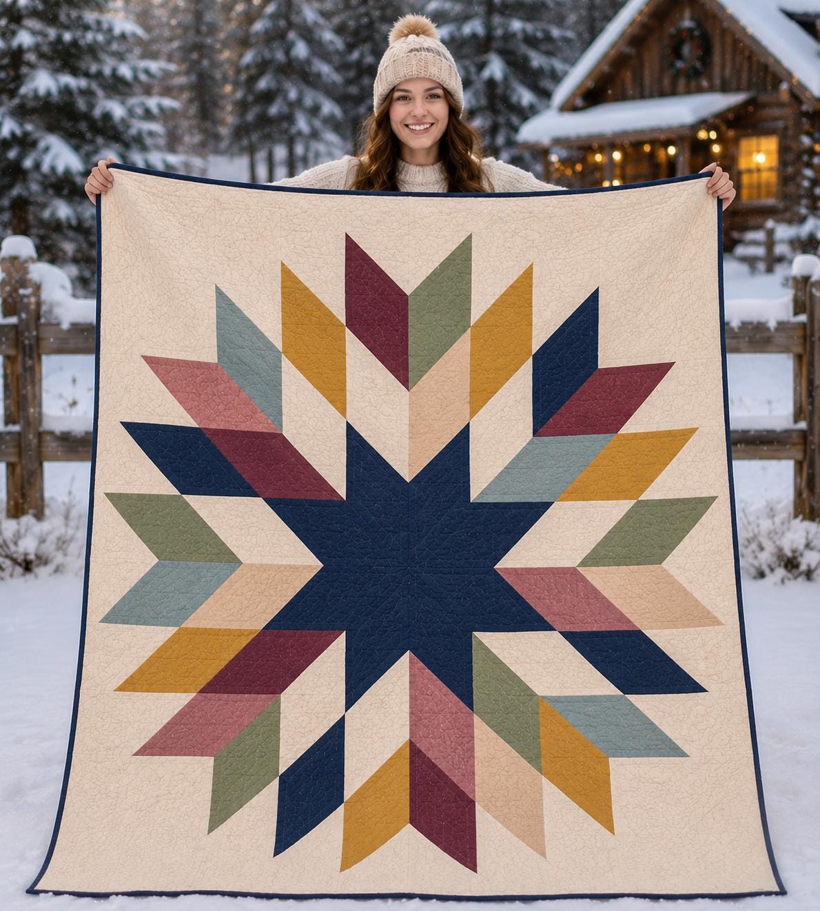 Floral Star Quilt Pattern – Modern Pastel Blossom Design - 3 sizes (PDF Pattern) - Image 2