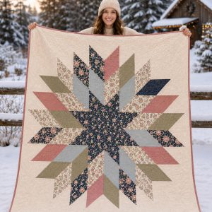 Floral Star Quilt Pattern – Modern Pastel Blossom Design - 3 sizes (PDF Pattern)