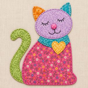 Patchwork Cat Applique Pattern, Quilt Block, Cushion, Wall Hanging (PDF, SVG, PNG)