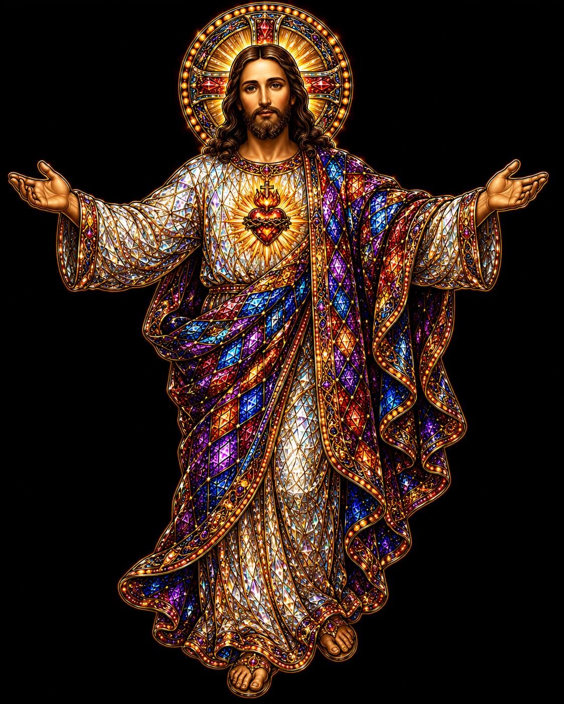 Christian Stained Glass 3D PNG Bundle, Jesus Cross Faith Love Art (Digital Download) - Image 2