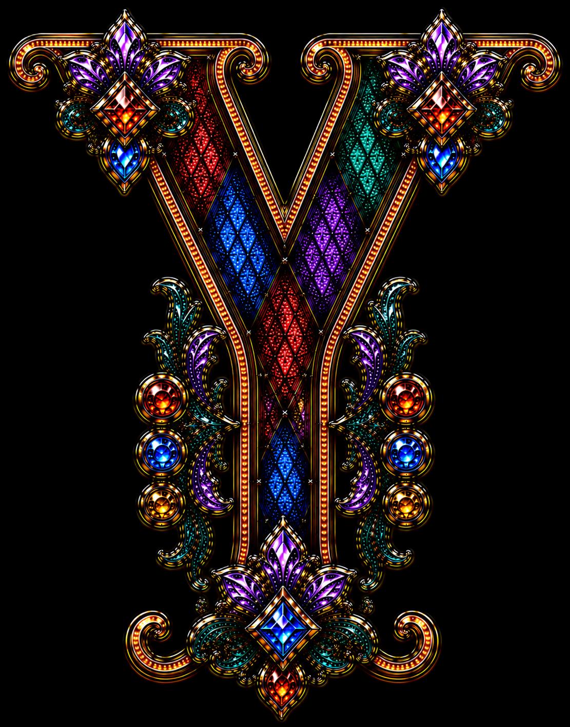Stained Glass Alphabet PNG Bundle, Gothic Jewel Font, Ornate Digital Clipart (Black & Transparent Background) - Image 12