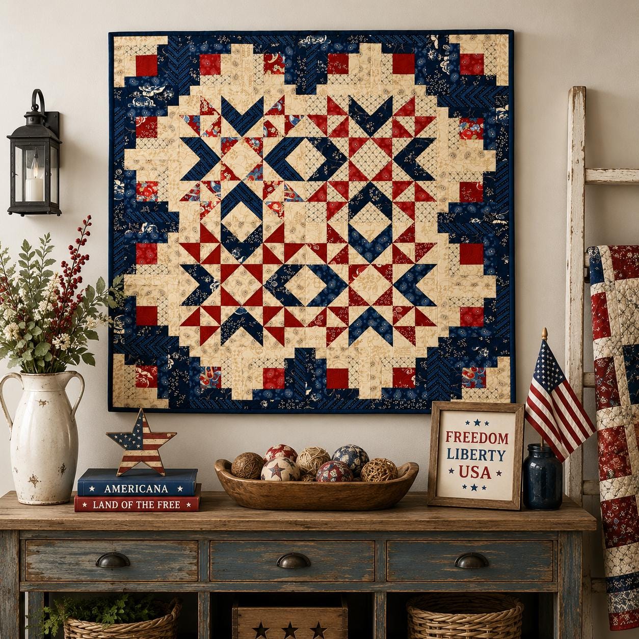 Liberty Stars Quilt Pattern, Patriotic Americana Star Blocks (PDF Download) - Image 8